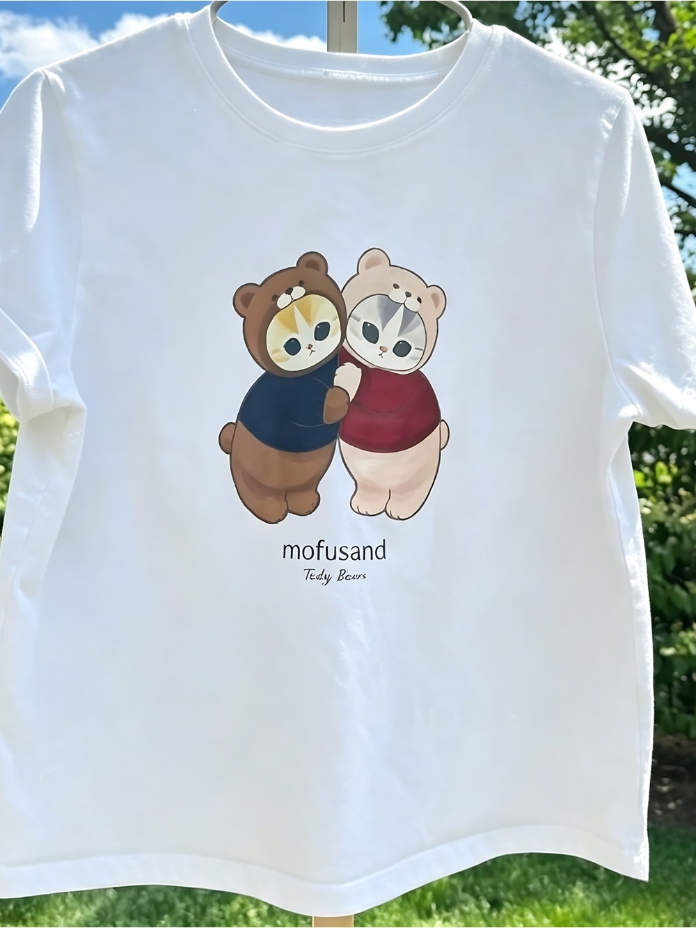 Mofusand Women Cat Teddy Meow Women Men T-shirt Unisex Kitty Hugs